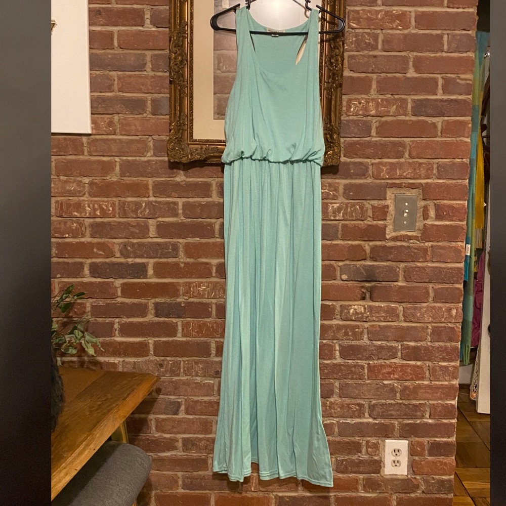 Teal long summer dress